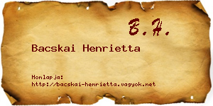 Bacskai Henrietta névjegykártya